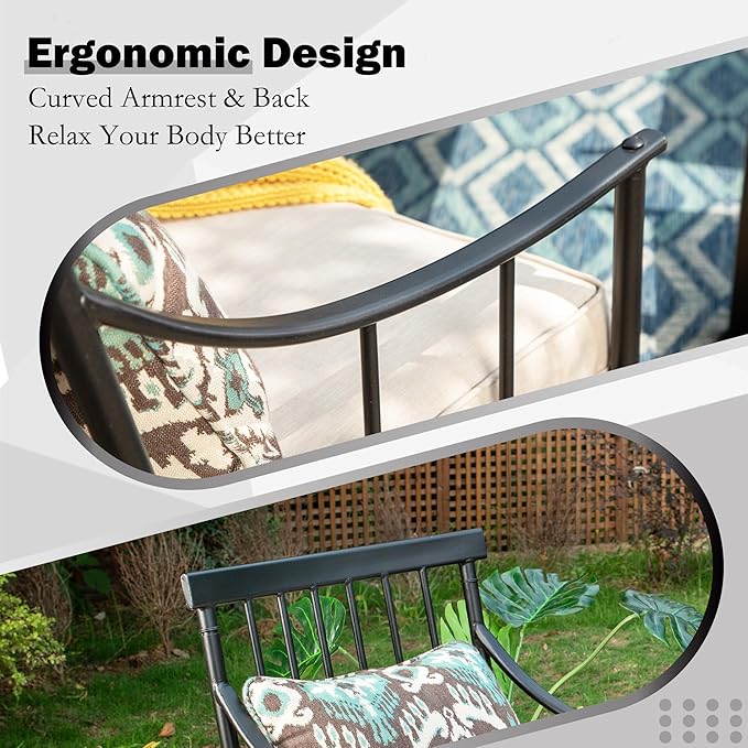 Sophia & William Swivel Patio Chairs Set of 8, Metal Rocker Patio Outdoor Dining Chairs Set with Seat Cushions, Wrought Iron Patio Bistro Furniture Chairs with Armrest for Garden, Yard, 8 Pack