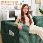 Modular Sectional Sofa, L Shaped Comfy Cloud Couch with Deep Seat, Boneless Couch for Living Room, Modern Sectional Sleeper with Chaise, No Assembly Required, Sofa in A Box, Green Corduroy