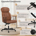 High Back Office Desk Chair, Breathable Ergonomic Leather Chair with 5-Layer Seat Cushion with 135°Reclining Lumbar Support Adjustable Height Rolling Swivel Executive Armrests Chair, Brown
