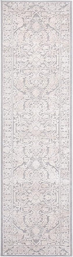 SAFAVIEH Reflection Collection Runner Rug - 2'3" x 8', Light Grey & Cream, Non-Shedding & Easy Cleaning, Ideal for Living Room, Bedroom (RFT665C)