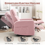Power Swivel Recliner Chairs for Adults, Electric Glider Rocking Chair Nursery, Glider Recliner Nursery Chair with Classified Side Pocket, Nursery Rocking Chairs with USB and Type-C Ports