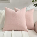 FUTEI Pink Chenille Throw Pillow Covers 24x24 Inch Set of 2,Soft Striped & Diamond Textured European Cushion Cases,Modern Home Decor for Couch Living Room