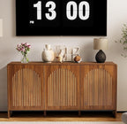 59" Sideboard Buffet Cabinet with Storage, Wood Arched TV Console Storage Cabinet with 3 Doors and Adjustable Shelf, Large Curved Accent Cabinet for Living Room Hallway Kitchen Dining Room, Walnut