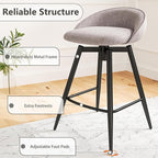 COSTWAY Bar Stools Set of 4, 25" Upholstered Counter Height 360° Swivel Bar Stools w/Backrest & Footrest, Heavy-Duty Metal Frame Armless Breakfast Chairs for Kitchen, Living Room (Set of 4,Grey)