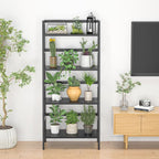 Homykic Bamboo Bookshelf 4-Tier Ladder Shelf, 49.2” Freestanding Open Bookcase Book Shelf Bathroom Storage Shelf Unit Plant Stand for Small Space, Living Room, Bedroom, Home Office, Black