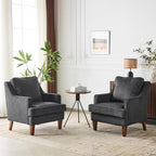 VINGLI Mid-Century Modern Accent Chairs Set of 2, Black Upholstered Armchair Comfy Sofa Chairs Reading Chair High Back for Living Room Bedroom Furniture Apartment