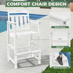 HDPE Outdoor Patio Bar Set with High Top Table and 2 Adirondack Chairs, All-Weather Bar Height Outside Rectangular Pub Furniture for Bistro, Garden, Backyard, Deck | 3-Pieces, White