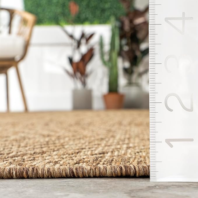 Nuloom Ranya Light Brown/Ivory, 9' 6" x 12', Tribal Geometric, Soft and Cozy, High Traffic, Stain Resistant, Easy Clean, Durable Area Rug for Indoor/Outdoor Patio, Deck, Porch, Garden, Courtyard