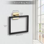 2-Piece Black Gold Towel Ring,Hand Towel Holder,Modern Towel Holder Stainless Steel Towel Rack Wall-Mounted Bathroom Towel Ring
