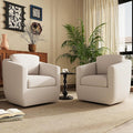 COLAMY 360° Swivel Accent Chair Set of 2 with Pillow, Living Room Armchair No-Sag Foam & Sturdy Metal Base, Fully Assembled Swivel Single Sofa for Bedroom Living Room, Reading Room, Beige