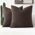 FUTEI Pack of 2 Dark Coffee Decorative Throw Pillow Covers 16x16 Inch Soft Cozy Solid Boucle Textured Cushion Case,Modern Home Decor for Couch Bed Living Room