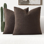 FUTEI Pack of 2 Dark Coffee Decorative Throw Pillow Covers 16x16 Inch Soft Cozy Solid Boucle Textured Cushion Case,Modern Home Decor for Couch Bed Living Room