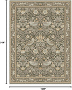 RUGGABLE x Morris & Co Machine Washable Area Rug – Strawberry Thief Stone Gold 9x12, Stain-Resistant, Non-Slip – Large Rugs for Living Room, Bedroom, Hallway, Entryway & Office–with Cushioned Pad