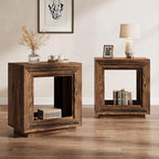 Tribesigns Rustic Brown End Table, 24" Side Table with Storage Shelf, Farmhouse Style Nightstand Bedside Table for Small Spaces, Bedroom, Living Room, Entryway, Easy Assembly (1, Brown)