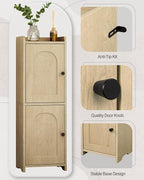 Bathroom Storage Cabinet, Corner Floor Cabinet with 2 Doors and Adjustable Shelf, Narrow Toilet Paper Cabinets, Bathroom Organizer for Small Spaces, 7.9" D x 9.8" W x 29.5" H Yellow