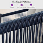 PURPLE LEAF 4 Pieces Patio Conversation Set Outdoor Wicker Furniture with Aluminum Table and Rattan Chairs Sofa Cushions Included for Porch Backyard Garden Balcony Gray