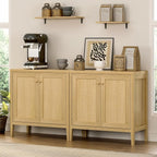 63" Large Buffet Cabinets Set of 2, Farmhouse Sideboard Cabinet with Storage, Accent Credenza Cabinet, Wood Kitchen Cabinets, Coffee Bar Console Table for Living, Dining Room, Natural Oak