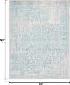 SAFAVIEH Evoke Collection 8' x 10' Ivory / Aqua EVK256J Oriental Distressed Non-Shedding Living Room Bedroom Dining Home Office Area Rug