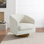Lumibee Swivel Accent Chair, Chenille Fabric Swivel Barrel Chair for Living Room, Modern Comfy Upholstered Round Armchair Single Sofa Chair for Bedroom, Club-Beige