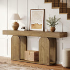Tribesigns Farmhouse Wood Console Table, 70.9-Inch Entryway Accent Table with U-Shaped Base, 2-Tier Extra Long Sofa Tables for Entrance, Hallway, Living Room (Light Brown)