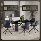 LeisureMod Markley Swivel Leather Dining Side Chair with Durable Iron Legs – Comfortable Accent Chair for Kitchen, Dining Room, or Office Set of 4
