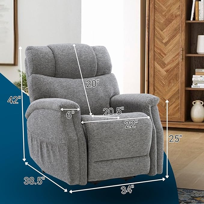 Power Lift Recliner Chair for Elderly - Electric Powered Recliner with Zero Gravity, 360 lbs Capacity, Extended Leg Support, USB, Supportive Design for Seniors, Dark Gray