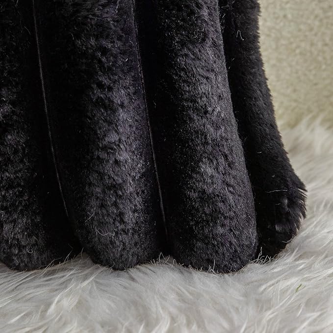 Neelvin Black Faux Fur Cozy Soft Striped Decorative Throw Pillow Covers 26x26 inch Set of 2,Velvet Pillowcase Cushion Case for Sofa Couch