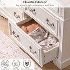 Dresser for Bedroom with 7 Drawers, 55" Wide Dresser for Storage and Organization, Farmhouse Chest of Drawers for Living Room, Closet, Hallway, White