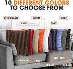 Cheer Collection Faux Fur Throw Pillows - Decorative Pillows for Couch, Bed Throw Pillows, Chocolate Accent Pillows for Bedroom or Living Room Aesthetic, Set of 2 Furry Throw Pillows, 22" x 22"