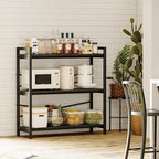 Book Shelf, 3 Tier Bookshelf 31.49" Width, Book Shelf Storage and Organization, Wooden and Metal Industrial Bookcase, Large Book Shelves for Home Living Room Bedroom Office Storage(Black)