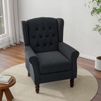 Accent Chair, Upholstered Armchair with Button Tufted High Back & Solid Wood Legs, Comfy Wingback Reading Single Sofa Chair for Small Spaces, Living Room, Bedroom (Blue, Set of 2)