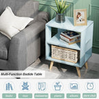 Night Stand, Blue Kids Nightstand, Modern End Table with Open Storage, 2-Tier Nursery Bedside Table for Small Space, Living Room, Bedroom