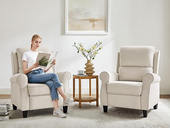 Oversized Recliner Chair for Living Room, Modern Reclining Sofa Home Theater Seating with Upholstered Push Back, Mid-Century Reclining Armchair with Lumbar Support, Bedroom, Reading Nook, Office