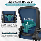 FelixKing Office Chair, Ergonomic Desk Chair Breathable Mesh Chairs Adjustable High Back Lumbar Support Flip-up Armrests, Executive Rolling Swivel Comfy Computer Chairs Home Office Navy
