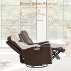 Watson & Whitely Genuine Leather Power Recliner Chairs for Adults, Swivel Glider Recliner Chair for Living Room with Charging Ports, Dark Brown