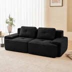 80.3” Black Boneless Couches for Living Room, Modular Sectional Sofa, 2 Seater Comfy Upholstered Loveseat Deep Seat Corduroy Fabric Cloud Couch No Assembly, Anti-Slip Design