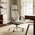 EUREKA ERGONOMIC Comfortable Office Chair Ergonomic Desk Chair, Genuine Leather Office Chair Big and Tall Executive Chair with Lumbar Support, Modern Ergonomic Chair with Wheels for Home Office- Beige