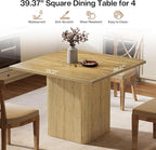 Tribesigns 39-Inch Square Dining Table for 4, Small Fluted Kitchen Table with Sturdy Pedestal, Farmhouse Wooden Dinner Table for Dining Room, Living Room, Kitchen, Small Space, Natural