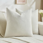 FUTEI Cream Decorative Throw Pillow Covers 24x24 Inch Set of 2,Soft Cozy Wheat Ear Striped Patterns European Cushion Cases,Modern Home Decor for Couch Bed Living Room