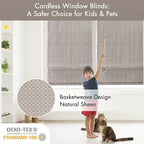 Madison Park Galen Cordless Roman Shade, 33"W x 64"H, Sheen Taupe – Room Darkening, Thermal Insulated, Energy Efficient Window Blind with Subtle Sheen Basketweave Fabric for Privacy