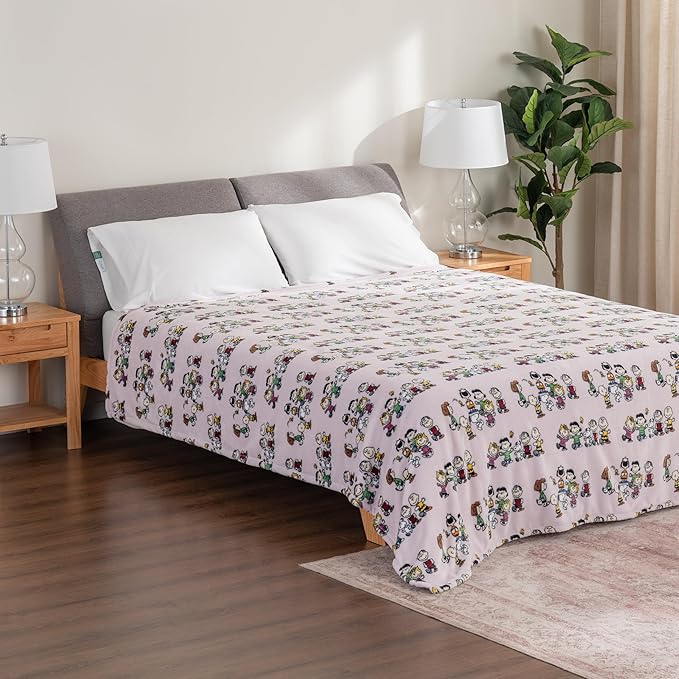 Berkshire Blanket Peanuts® VelvetLoft® Cute Character Snoopy Plush Blanket,Peanuts Laughing Robe Lilac,King 90 in x 108 in (Official Peanuts® Product)