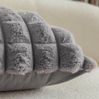 Neelvin Grey Faux Fur Cozy Soft Plaid Decorative Throw Pillow Covers 20x20 inch Set of 2,Velvet Pillowcase Cushion Case for Sofa Couch