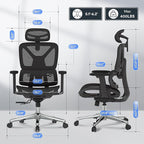 FLEXISPOT ErgoX Premium Ergonomic Office Chair Black - Adjustable 3D Armrests, Dynamic Lumbar Support, Recline & Tilt Function, Mesh Seat, for Home & Office Use