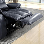 EDILLY Large Reclining Lift Chair, Dual Motor Massage Chair, Genuine Leather Recliner with Heating and Massage for Seniors, with Double Lumbar Cushion and Extended Footrest, USB Port(Blue)
