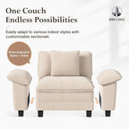 HERA'S HOUSE 158" Modular Sectional Sofa, Oversized Couches for Living Room, Comfy Cloud Couch 4-Seater Deep Seat Sofa with Throw Pillow, Corduroy Beige