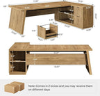Tribesigns 78" L Shaped Desk with Drawers, Large Executive Office Desk with File Cabinet and Shelves, Modern Corner Computer Table Business Furniture for Home Office, Brown
