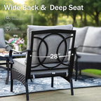 Patio Furniture Set with 56" Fire Pit Table, Premium Outdoor Wicker Metal Frame Furniture with Upgraded Waterproof Thick Cushions for Porch, Poolside, Deck, and Yard