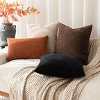 Foindtower Pack of 2 Soft Textured Throw Decorative Pillow Covers Lumbar Accent Solid Cushion Cover Cozy Farmhouse Pillow Case with Zipper for Couch Sofa Bed Living Room 12x20 Inch, Burnt Orange