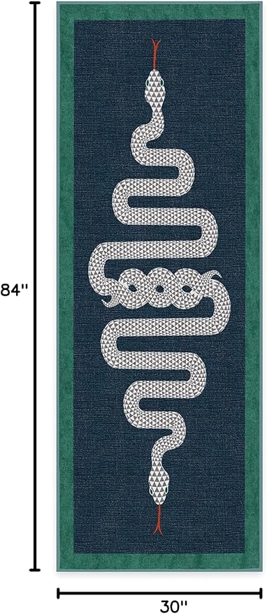 RUGGABLE x Jonathan Adler Machine Washable Modern Runner Rug – Venom Sapphire 2.5x7, Stain-Resistant, Non-Slip – Washable Rug for Hallway, Entryway, Living Room & Kitchen–with Cushioned Pad