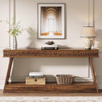 Tribesigns Farmhouse Console Table, 70.9-Inch Extra Long Entryway Table with Storage, 2-Tier Narrow Sofa Table Behind Couch, Wooden Accent Table for Living Room, Hallway, Foyer, Dark Brown
